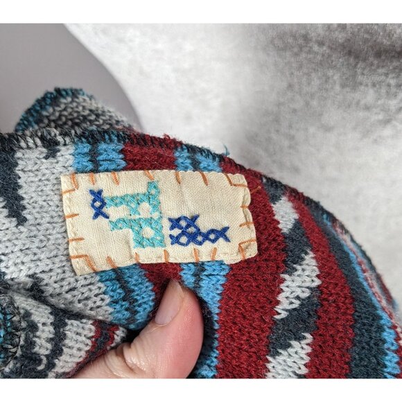 Free People Southwestern/Aztec Print Red And Blue Woven Scarf - Picture 4 of 7